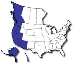 map of West Coast Carbon Storage area